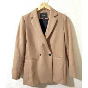 Maje Paris Women’s Size 36 Double Breasted Tan Blazer Suit Coat US Size Small
